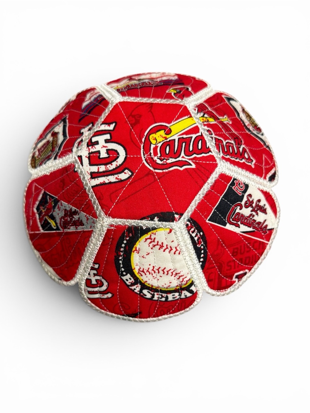 Hand Crafted Basket Center Piece Bowl Quilted 8” x 3” St. Louis Cardinals Fabric - Picture 9 of 10